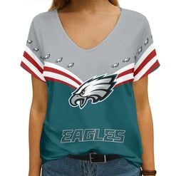 Philadelphia Eagles Personalized V-neck Women T-shirt