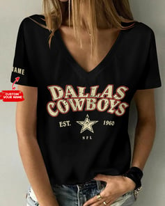 Dallas Cowboys Personalized V-neck Women T-shirt BG816