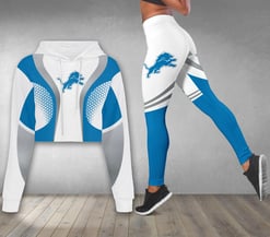 Detroit Lions Combo Croptop Hoodie And Leggings AZCLG106+AZC2CHD106