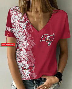 Tampa Bay Buccaneers Personalized V-neck Women T-shirt