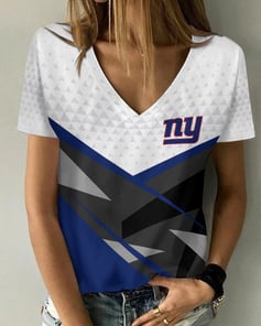 New York Giants V-neck Women T-shirt BG776