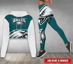 Philadelphia Eagles Personalized Combo Croptop Hoodie And Leggings AZCLG132+AZC2CHD132