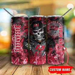 Tampa Bay Buccaneers Personalized Glitter Tumbler With Stainless Steel Straw BG95