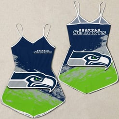 Seattle Seahawks Women Romper Jumpsuit 3D Printed S095