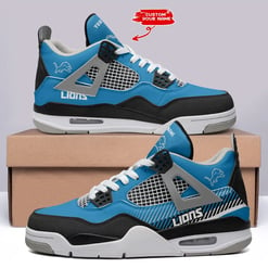 Detroit Lions Personalized AJ4 Sneaker BGAJ4S368