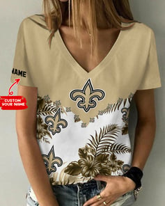 New Orleans Saints Personalized V-neck Women T-shirt BG617