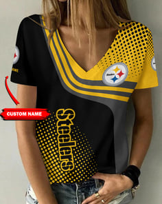 Pittsburgh Steelers Personalized V-neck Women T-shirt BG809