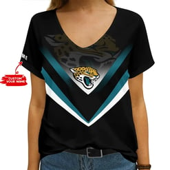 Jacksonville Jaguars Personalized V-neck Women T-shirt AGC88