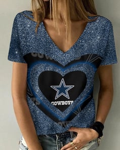 Dallas Cowboys Summer V-neck Women T-shirt BG326