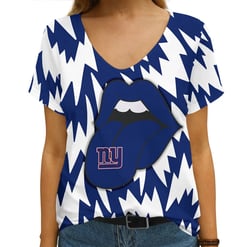 New York Giants Summer V-neck Women T-shirt