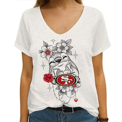 San Francisco 49ers V-neck Women T-shirt AGCWTS205