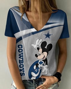 Dallas Cowboys Summer V-neck Women T-shirt BG194