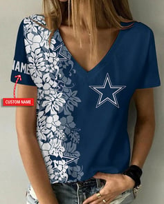 Dallas Cowboys Personalized V-neck Women T-shirt