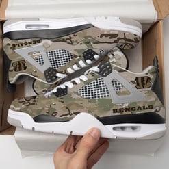 Cincinnati Bengals Camo Personalized AJ4 Sneaker BG33