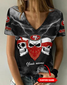 San Francisco 49ers Personalized V-neck Women T-shirt BG821