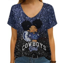 Dallas Cowboys V-neck Women T-shirt AGCWTS277