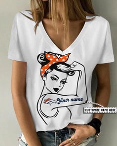 Denver Broncos Personalized V-neck Women T-shirt BG533