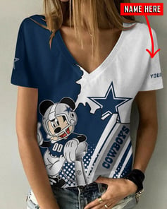 Dallas Cowboys Personalized Summer V-neck Women T-shirt BG368