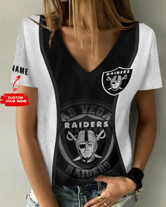 Las Vegas Raiders Personalized Summer V-neck Women T-shirt BG416