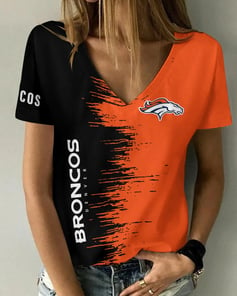 Denver Broncos Summer V-neck Women T-shirt BG04