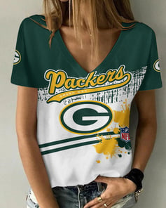 Green Bay Packers V-neck Women T-shirt BG626