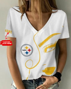 Pittsburgh Steelers Personalized V-neck Women T-shirt BG514