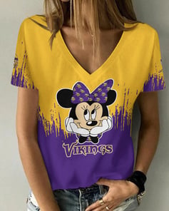 Minnesota Vikings Personalized Summer V-neck Women T-shirt BG50