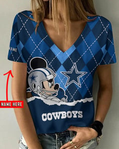 Dallas Cowboys Personalized Summer V-neck Women T-shirt BG358