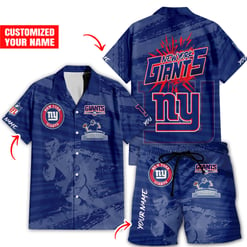 New York Giants Combo Hawaiian Shirt and Shorts HSAS0029