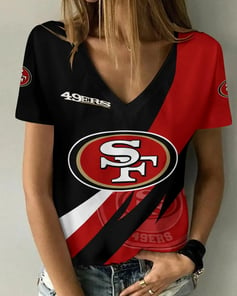 San Francisco 49ers V-neck Women T-shirt BG712