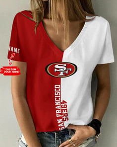 San Francisco 49ers Personalized Summer V-neck Women T-shirt BG270