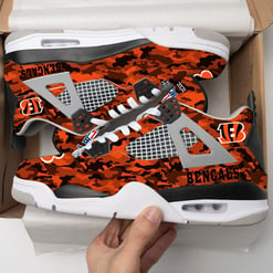 Cincinnati Bengals Camo Personalized AJ4 Sneaker BG81