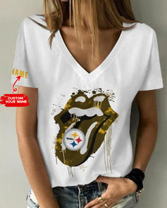 Pittsburgh Steelers Personalized V-neck Women T-shirt BG506