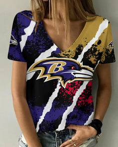 Baltimore Ravens V-neck Women T-shirt AGC30