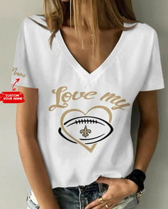 New Orleans Saints Personalized V-neck Women T-shirt AGC51