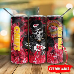 Kansas City Chiefs Personalized Glitter Tumbler With Stainless Steel Straw BG81