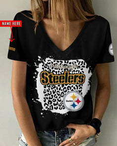 Pittsburgh Steelers Personalized V-neck Women T-shirt AGCWTS213