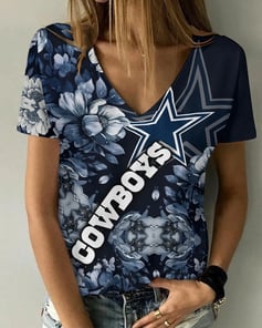 Dallas Cowboys V-neck Women T-shirt BG646