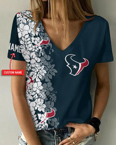 Houston Texans Personalized V-neck Women T-shirt