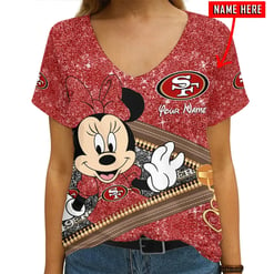 San Francisco 49ers Personalized V-neck Women T-shirt AGCWTS186