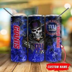 New York Giants Personalized Glitter Tumbler With Stainless Steel Straw BG89