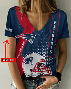 New England Patriots Personalized V-neck Women T-shirt BG479