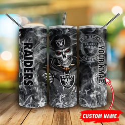 Las Vegas Raiders Personalized Glitter Tumbler With Stainless Steel Straw BG82