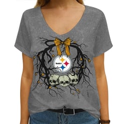 Pittsburgh Steelers V-neck Women T-shirt AGCWTS285