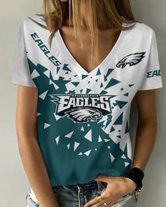 Philadelphia Eagles Summer V-neck Women T-shirt BG182