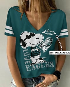 Philadelphia Eagles Personalized V-neck Women T-shirt AGC52