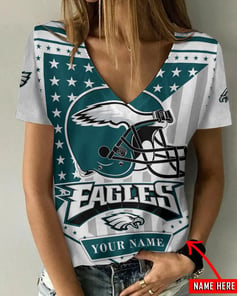 Philadelphia Eagles Personalized V-neck Women T-shirt BG920