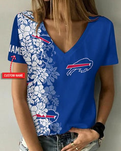 Buffalo Bills Personalized V-neck Women T-shirt