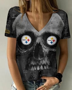 Pittsburgh Steelers V-neck Women T-shirt BG826