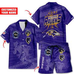 Baltimore Ravens Combo Hawaiian Shirt and Shorts HSAS0026